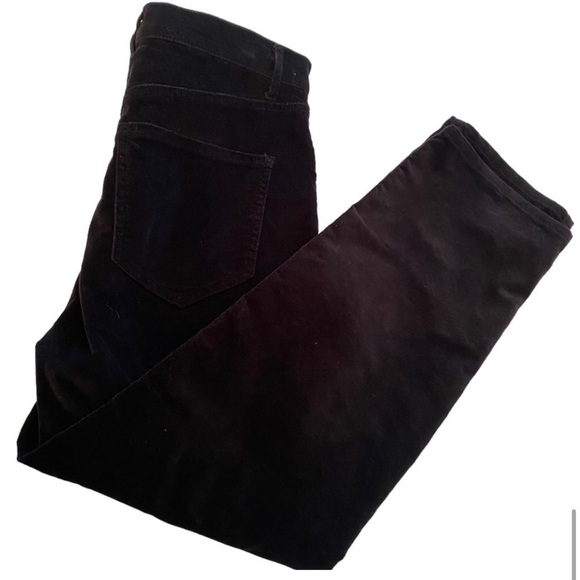 Express Super High Rise Straight Cropped Velvet Pants - Picture 5 of 9